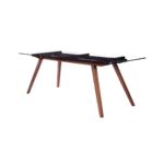 Rotterdam A 1 dining table made with
  tempered glass top and solid American walnut frame – main view