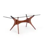 Agustina A 1 dining table made with
  tempered glass top and solid American walnut base – main view