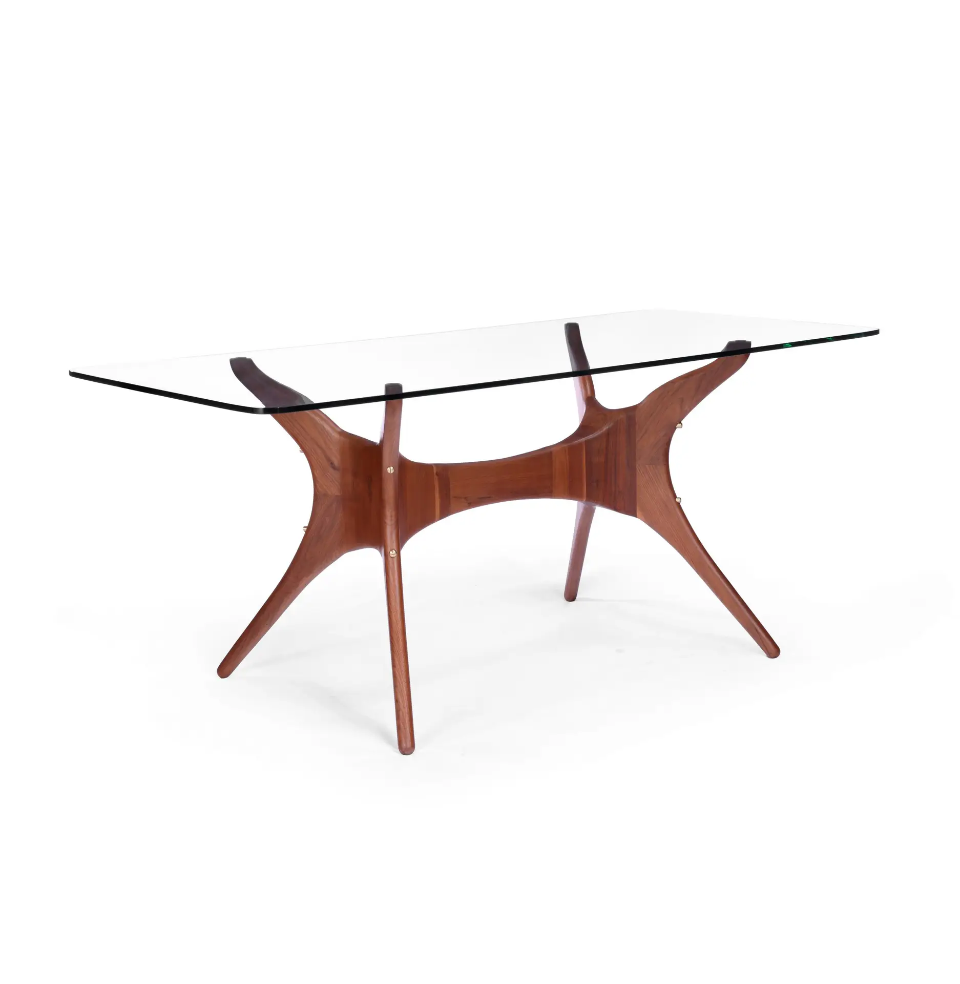 Agustina A 1 dining table made with
  tempered glass top and solid American walnut base – main view