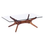 Agustina C 1 coffee table made with tempered glass top and solid American walnut frame – main view