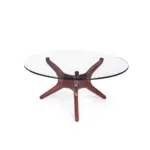 Agustina D 1 coffee table made with
  tempered glass top and solid American walnut frame – main view