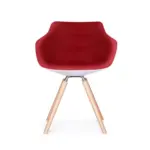 Avila 1 office chair made with white
  glossy fiberglass frame and premium red fabric – main view
