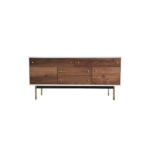 Avondale 3 sideboard made with black
  lacquer frame and parallel brass legs – side view