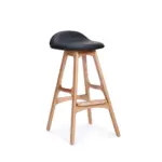 Baltimore B 2 counter stool made with
  premium black leather upholstered seat and solid ashwood wooden legs – side
  view