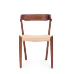 Calente 1 dining chair made with natural
  woven papercord seat and solid American walnut wooden legs – main view