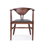 Celta C 1 dining chair made with solid
  American walnut and premium black leather – main view