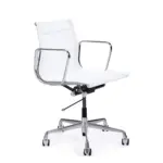 Cesis 1 office chair made with white mesh
  seat and wheels – main view