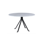 Clement A 1 dining table made with white
  marble carrara table top and black powder coated metal base – main view