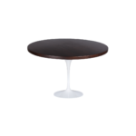 Cohino B 1 dining table made with
  American walnut stained solid ashwood top and white glossy pedestial base –
  main view