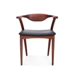 Colorado B 1 dining chair made with solid
  American walnut and premium black leather – main view