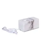 Derby C 1 table lamp made with white
  carrara marble and black cord with swicth on/off – main view