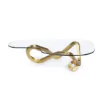 El Paso 1 coffee table made with tempered
  glass top and brass base – main view