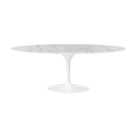 Genova A 1 dining table made with white
  oval marble top and white pedestal base – main view