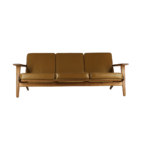 Gijon C 1 sofa made with solid American
  walnut and premium light gray fabric – main view