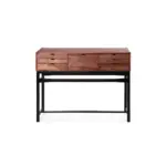 Gimini C 1 sideboard made with solid
  American walnut frame and black painted beech wood legs – angle view