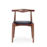 Girona C 1 dining chair made with
  American walnut stained solid ashwood and premium black leather – main view