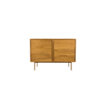 Gloria B 1 credenza made with white oak
  frame and parallel brass legs – main view
