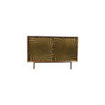 Hypno 1 credenza made with solid American
  walnut frame and parallel brass legs – main view