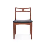 Jean 1 dining chair made with solid
  American walnut and premium black leather – main view