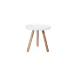 Jette A 1 side table made with white
  plastic round composite top and solid ashwood legs – side view