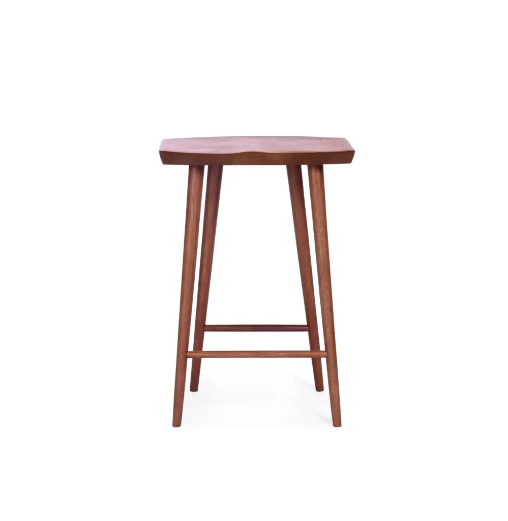 Kagoshima A 1 counter stool made with
  solid American wood walnut and walnut wooden legs – main view