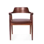 Kante B 1 dining chair made with solid
  American walnut and premium brown leather – front view