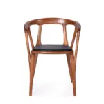 Kanu B 1 dining chair made with solid
  ashwood and premium brown leather – main view