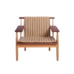 Kobe A 1 lounge chair made with solid
  American walnut and premium black leather – main view