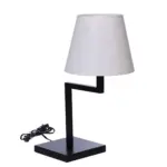 Madison A 1 table lamp made with white
  fabric shade and bronze coated metal pole and base – main view