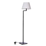 Madison B 3 table lamp made with white
  fabric shade and bronze coated metal pole and base – side view