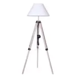 Manchester A 1 floor lamp made with white
  fabric shade and solid wood poles with on/off swicth – main view