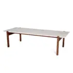 Matera B 1 coffee table made with black
  marble top and solid American walnut legs – close-up view