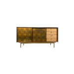 Maze 1 sideboard made with solid American
  walnut frame and parallel brass legs – main view