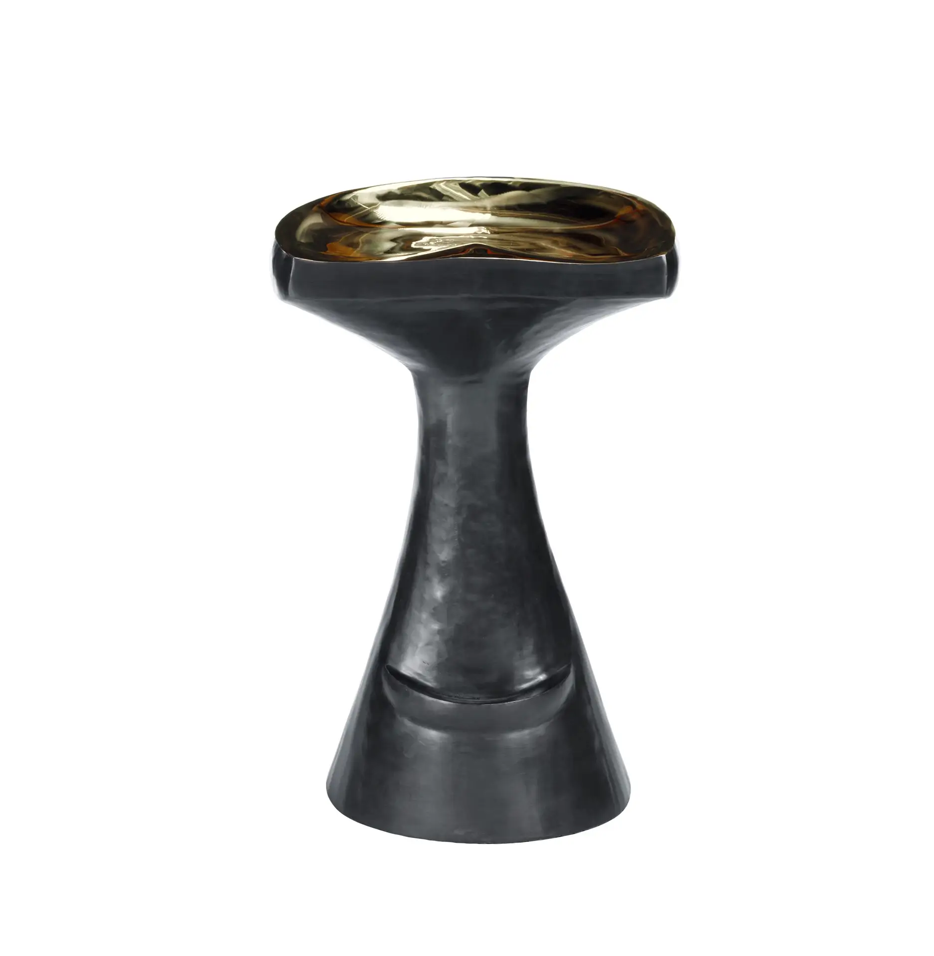 Mila 1 counter stool made with handforged
  brass seat and handforged bronze legs – main view