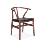 Murcia B 2 dining chair made with solid
  American walnut frame and premium black leather – angle view