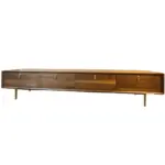 Niagra 1 tv stand made with solid
  American walnut frame and parallel brass legs – main view