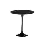 Nova B 1 side table made with black
  marble top and black pedestal base – side view