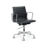 Ogre 1 office chair made with premium
  black leather seat and wheels – main view