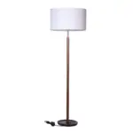 Pacific 1 floor lamp made with solid
  American walnut frame and white shade – main view