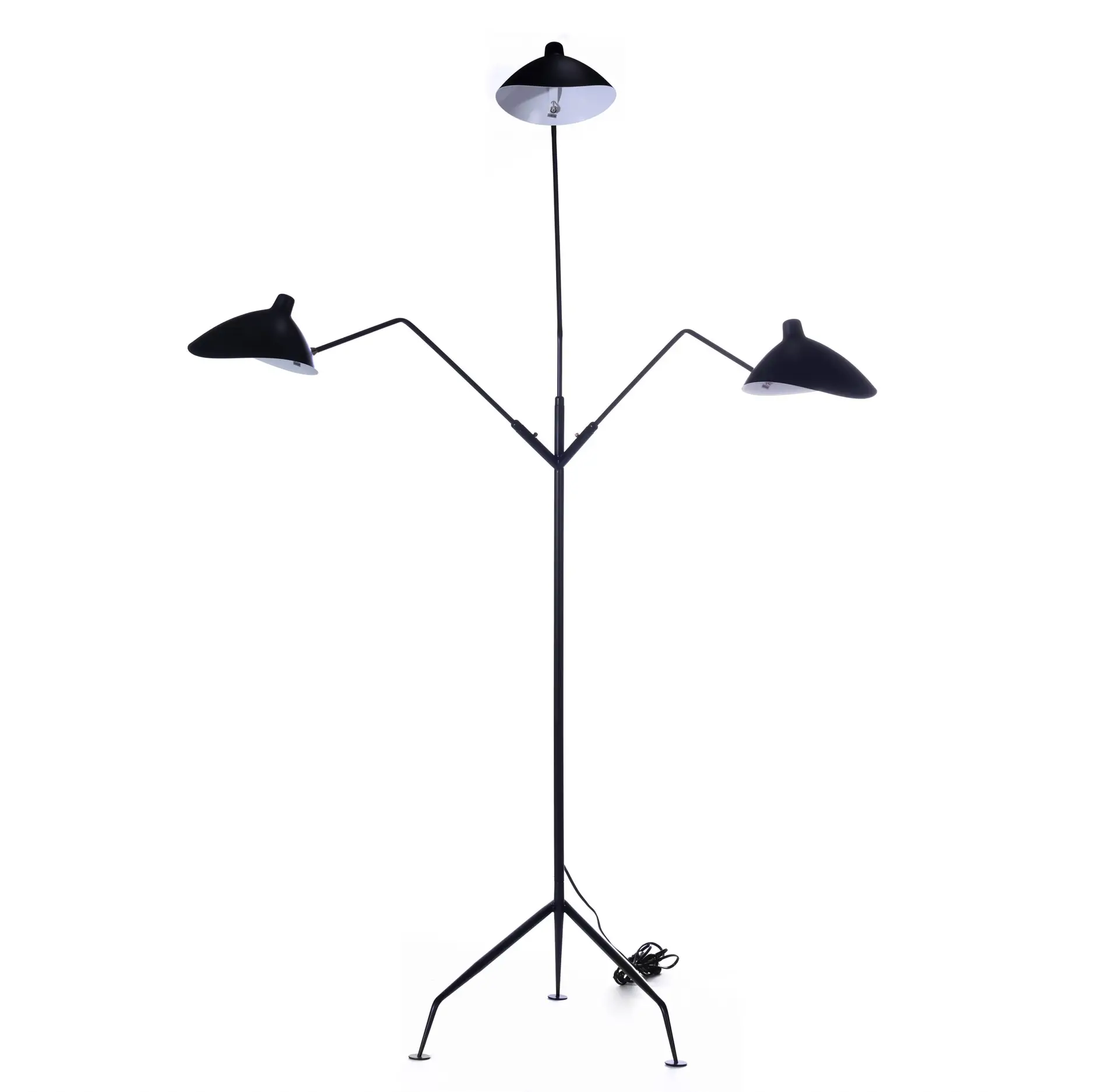 Praying 1 floor lamp made with black
  powder coated head and frame and legs – main view