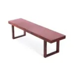 Sakai 1 bench made with solid American
  walnut frame and premium brown belt leather – main view