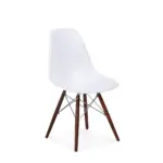 Santander A 1 dining chair made with
  white glossy fiberglass frame and solid American walnut legs – main view