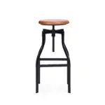 Skagen 4 bar stool made with solid
  ashwood swivel wood seat and black painted metal legs – side view