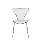 Soria A 1 dining chair made with metal
  frame and legs and premium white leather seat – main view