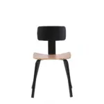 Tavira 1 dining chair made with black
  powder coated metal frame and white oak plywood seat – main view