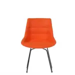 Tortaso 1 office chair made with white
  glossy fiberglass frame and premium orange fabric seat – main view