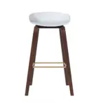 Valongo 1 bar stool made with ABS plastic
  seat and solid American walnut painted wood legs – main view