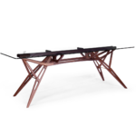 Viborg 1 dining table made with tempered
  glass top and solid American walnut frame – main view