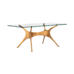 Vicenza A 1 dining table made with
  tempered glass top and handforged brass frame – main view