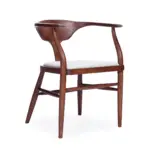 Vigo B 1 dining chair made with solid
  American walnut frame and premium light gray fabric seat – main view